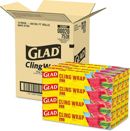 Glad Cling N Seal Plastic Food Wrap, 300 Square Foot Roll - 4 Pack (Package May Vary) Disposable Food Storage Health & Household Household Supplies Paper & Plastic