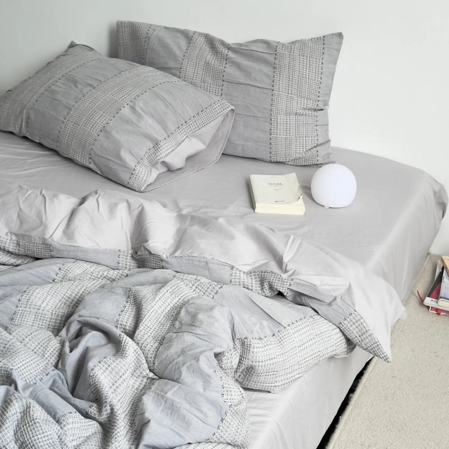 Textured Woven Stripe Washed Cotton Bedding Set