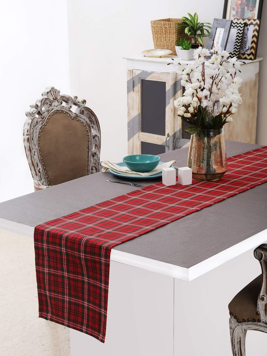 Cotton Table Runner (13 X 72Inch), Red&Green Plaid - Perfect for Thanks Giving, Christmas, All Seasons and Holidays Home & Kitchen Kitchen & Dining Kitchen & Table Linens Table Runners