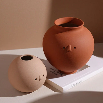 Frosted Minimalist Face Ceramic Vases
