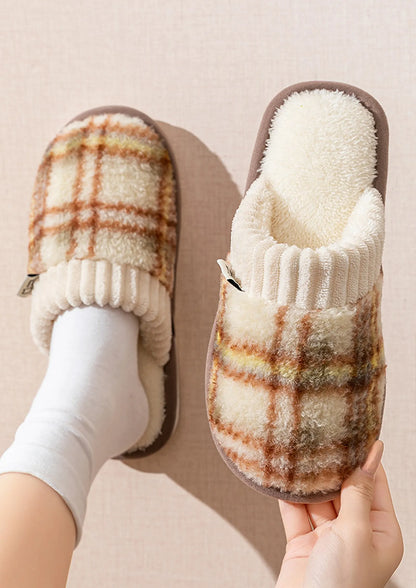 Plush Tartan Plaid Sherpa House Slippers