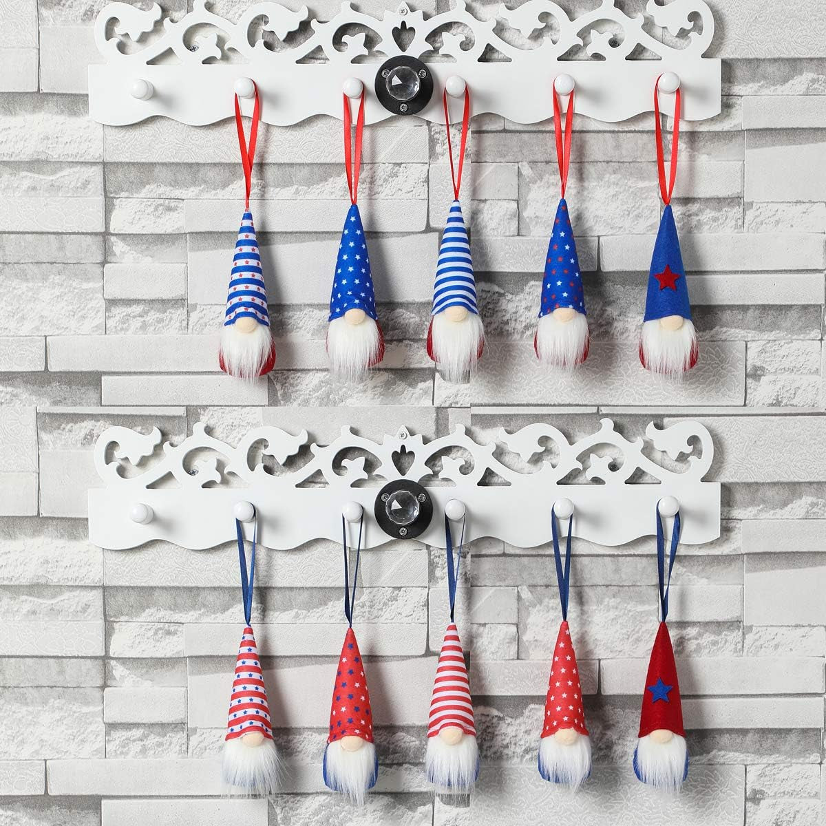 4Th of July Gnome Independence Day Hanging Ornaments Set of 10, Patriotic Gnomes Decorations Handmade Plush Veterana Day Gift Elf Home Wall Decor Hanging Ornaments Home & Kitchen Home Décor Accents Home Décor Products