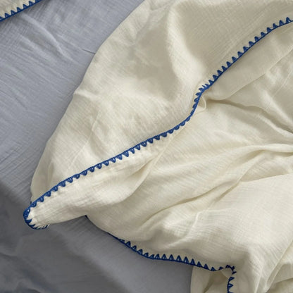 Textured Embroidered Edge Washed Cotton Bedding Set