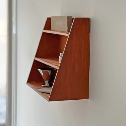 Natural Grain Slanted Wood Wall Shelf