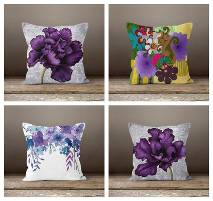 Purple Floral Cushion Covers