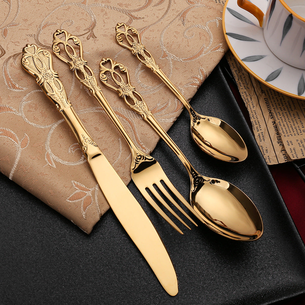 Dalia Gold Hammered Stainless Steel Cutlery Set
