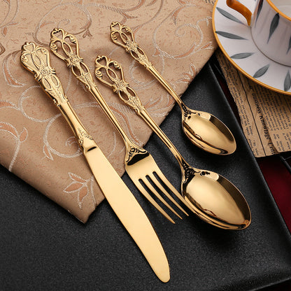 Dalia Gold Hammered Stainless Steel Cutlery Set