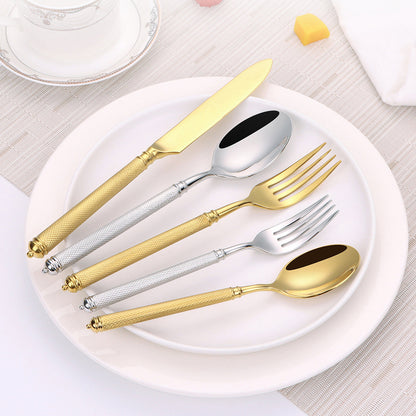 Naila Silver Textured Handle Stainless Steel Cutlery Set