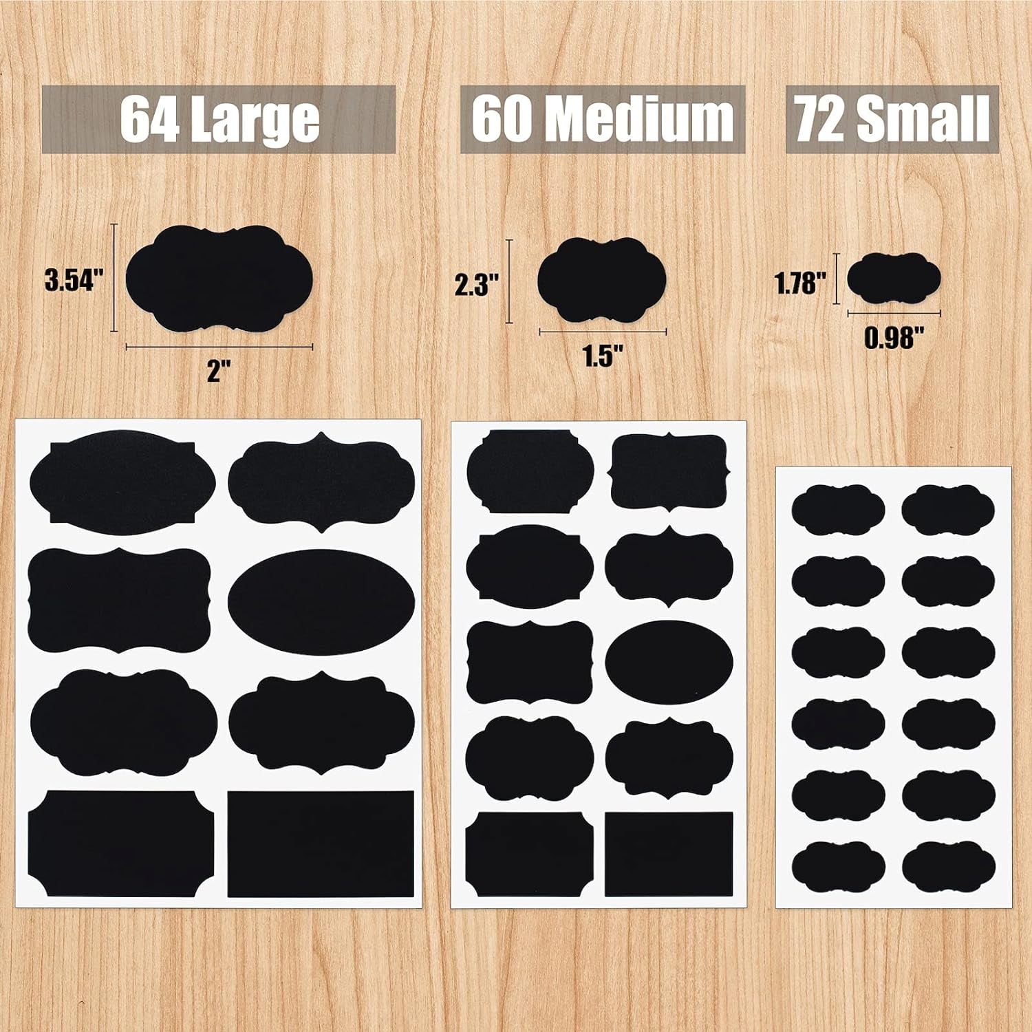 ONUPGO Chalkboard Labels Stickers Bulk - 196 Reusable Chalk Sticker Labels with Erasable Chalk Maker, Removable Waterproof Blackboard Labels for Containers, Glass, Mason Jar Labels Indexes & Stamps Labels Labels & Stickers Office & School Supplies Office Products Removable Labels