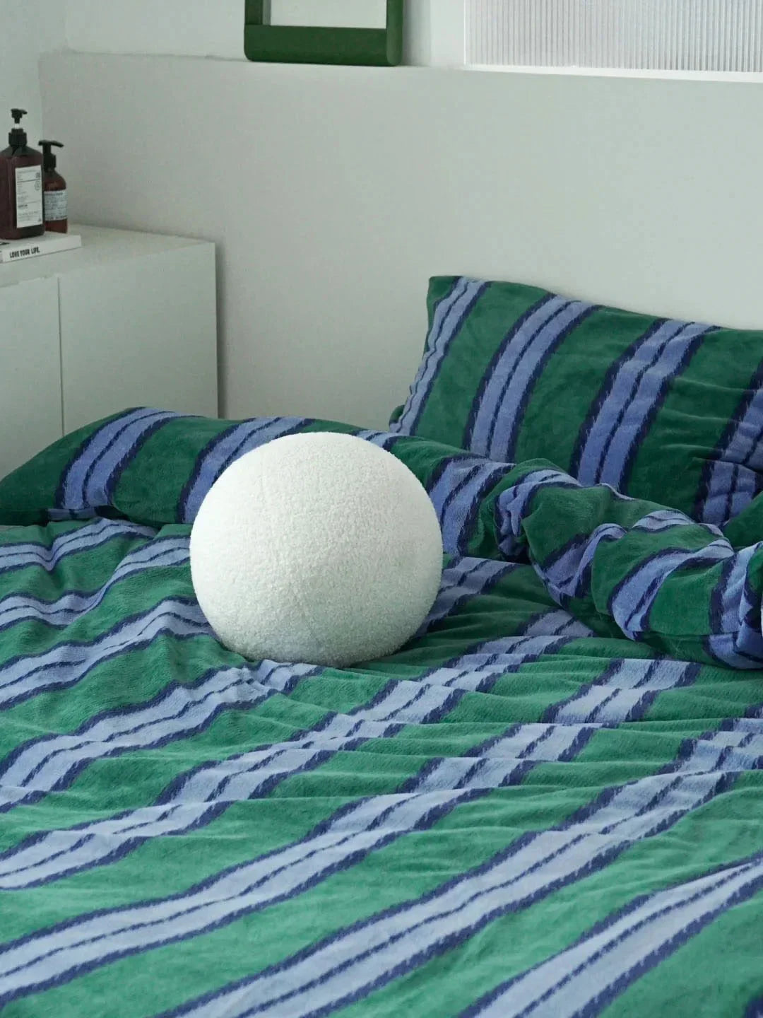 Plush Bold Striped Velvet Bedding Set