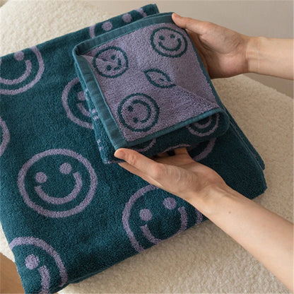 Plush Smiley Face Cotton Towels
