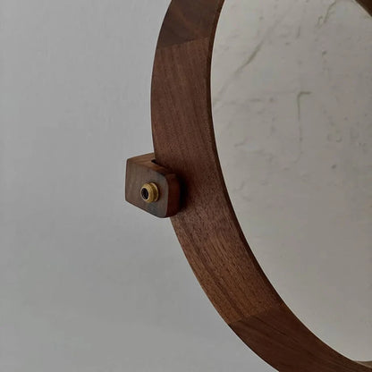 Natural Grain Round Walnut Wood Desktop Mirror