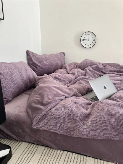 Plush Ruched Fleece Bedding Set