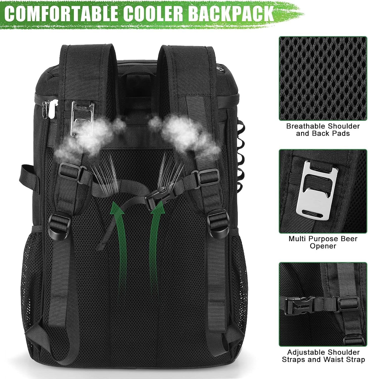 SAMIT Cooler Backpack 24 Cans Leakproof 35L Cooler Bag Waterproof Insulated Backpack Lightweight Lunch Backpack Soft Beach Cooler to Camping Picnic Hiking