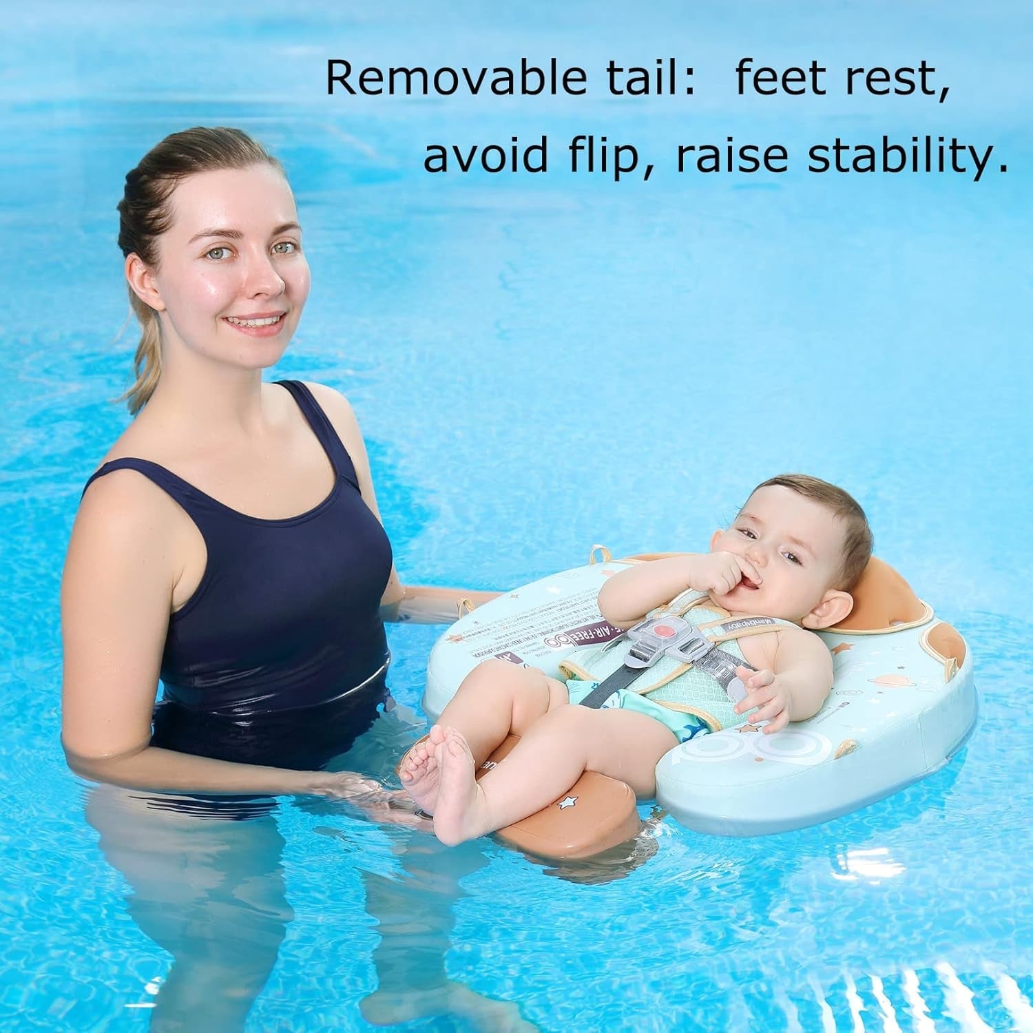 Fold-Able Easy Carry with Tail Canopy Crotch Mambobaby Float Non-Inflatable Baby Float Smart Swim Trainer Soft Solid Waist Swim Ring Water Toy Infant Pool Float New Baby Floats Pools & Water Toys Sports & Outdoor Play Toys & Games