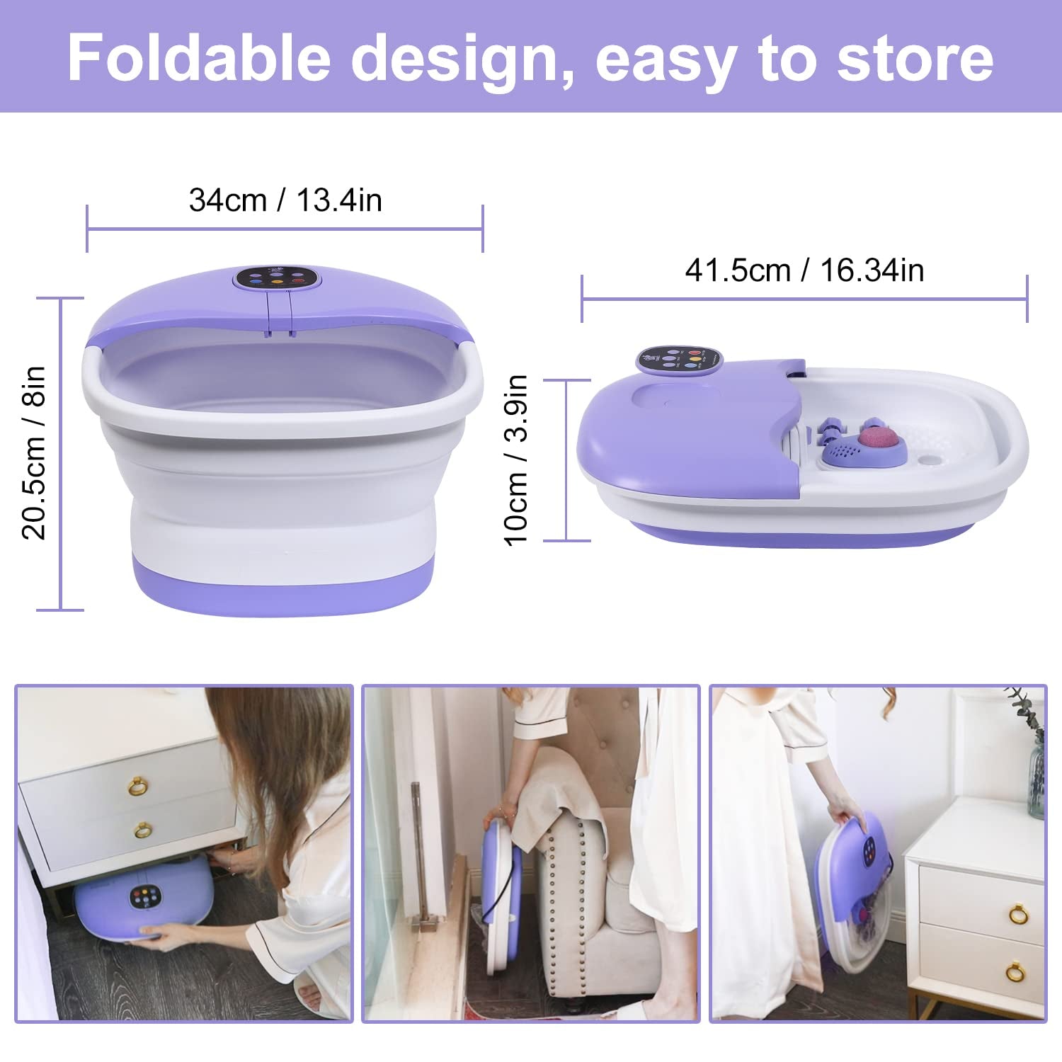 Foot Spa Bath Massager with Heat Bubbles and Vibration Massage and Jets, 16OZ Tea Tree Oil Foot Soak Epsom Salt, Collapsible Foot Bath Spa Bucket with Infrared Light & Remote Control - Purple Beauty & Personal Care Foot Foot Baths & Spas Hand & Nail Care Tools & Accessories