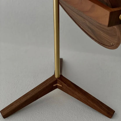 Natural Grain Round Walnut Wood Desktop Mirror