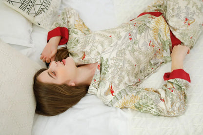 Silky Festive Berry Botanical Cotton Sateen Pajama Set