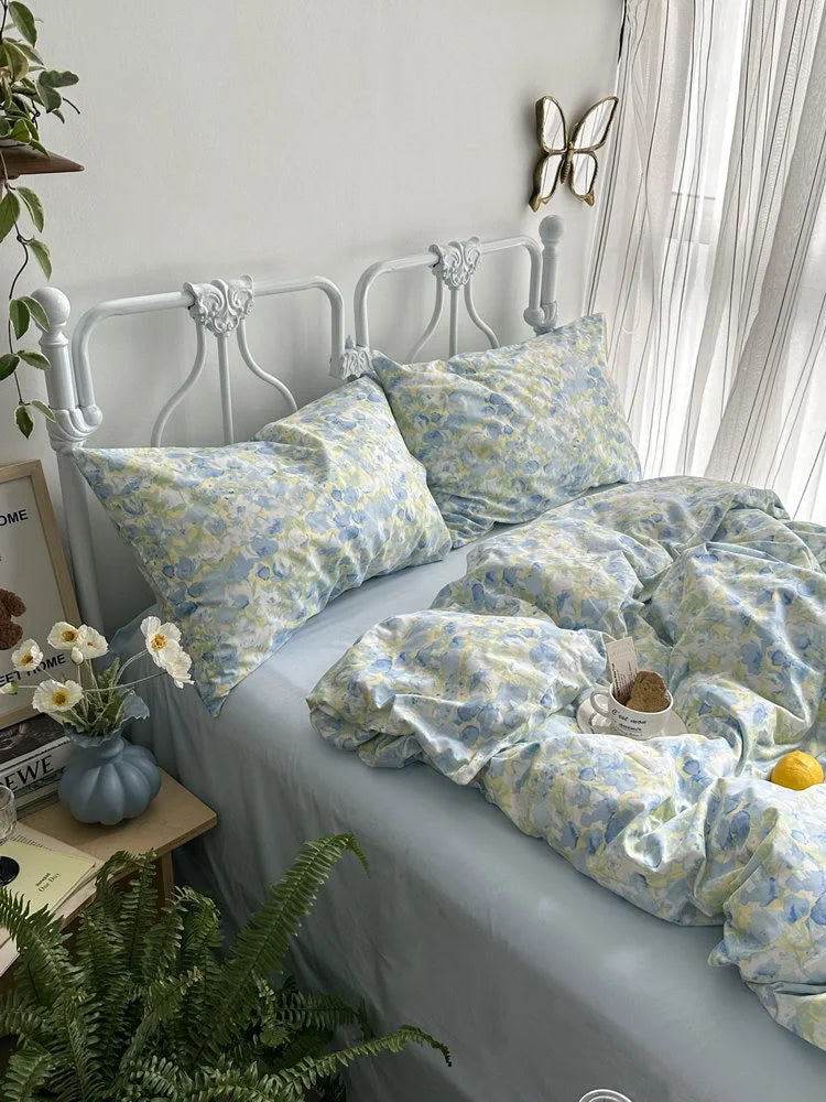 Breezy Watercolor Floral Cotton Bedding Set