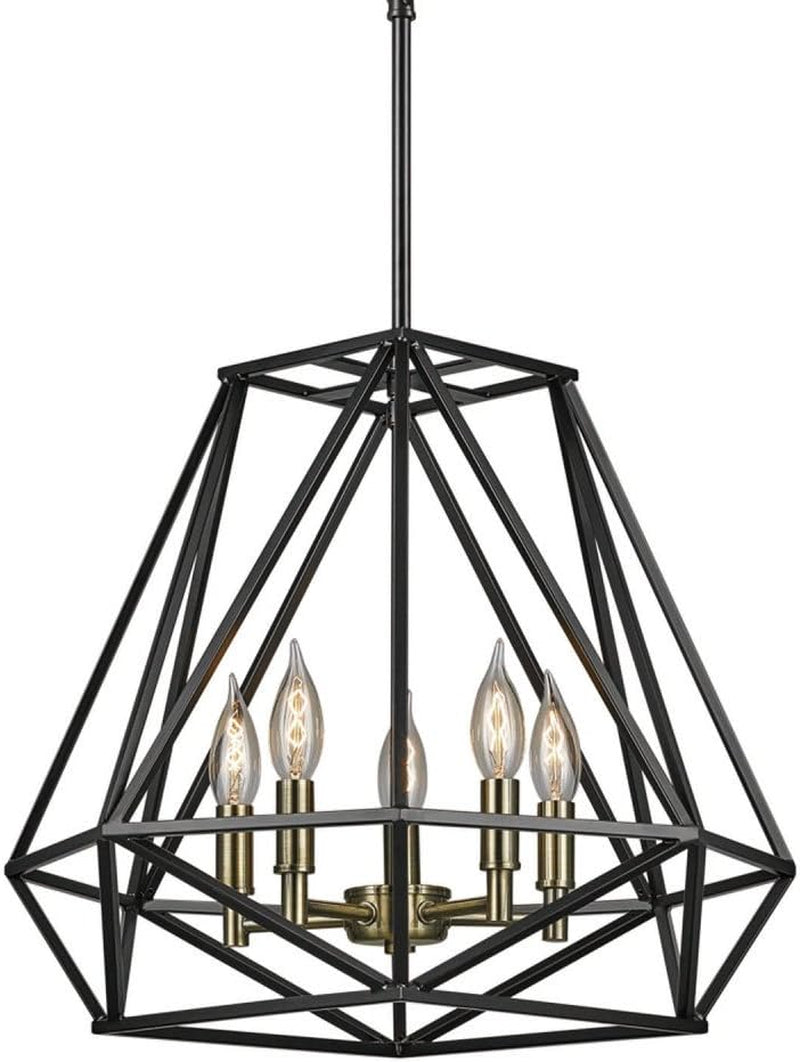 Globe Electric 65435 Sansa Chandeliers, 0, Matte Black, Gold Accent Socket, Bulb Not Included Ceiling Lights Chandeliers Lighting & Ceiling Fans Tools & Home Improvement