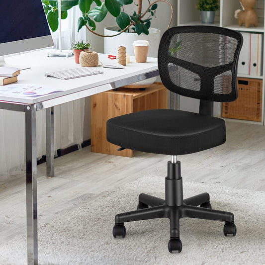 Armless Task Office Chair, Small Desk Chair with Mesh Lumbar Support,Ergonomic Computer Chair No Arms,Adjustable Swivel Home Office Chair for Small Spaces,Easy Assembly,Mid Back,No Armrest Furniture Home & Kitchen Home Office Chairs Home Office Desk Chairs Home Office Furniture