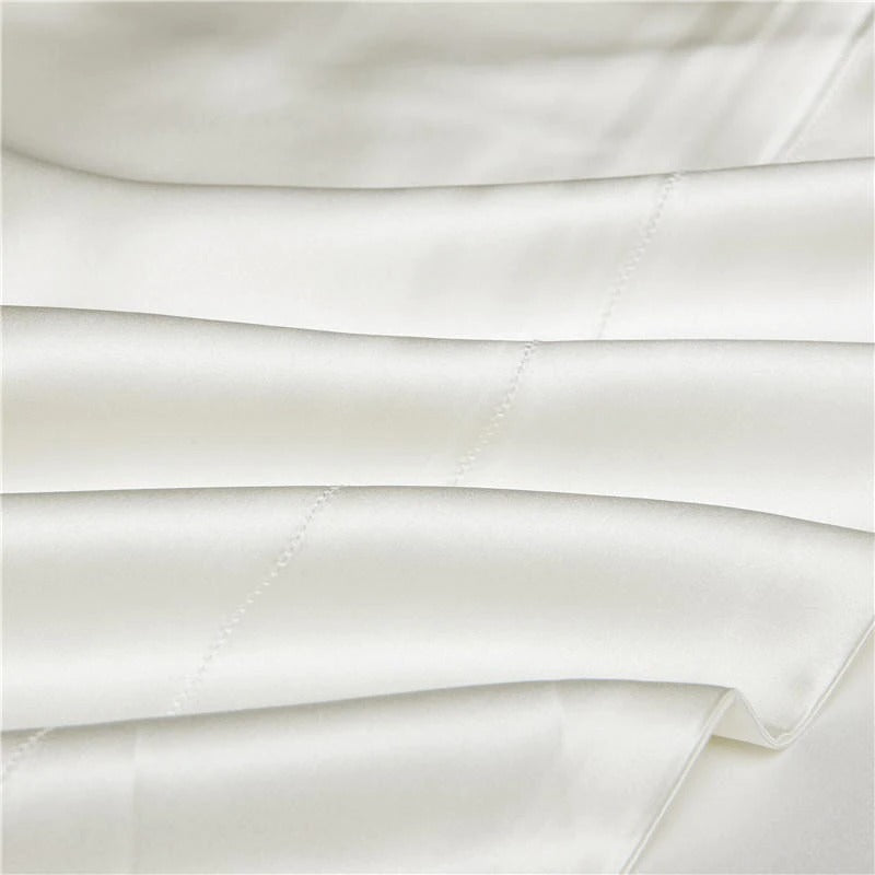 Eloise Pearl White Luxury Pure Mulberry Silk Bedding Set