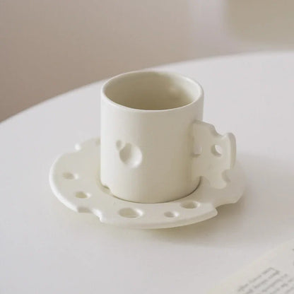 Whimsical Cheese Ceramic Mug & Saucer Set