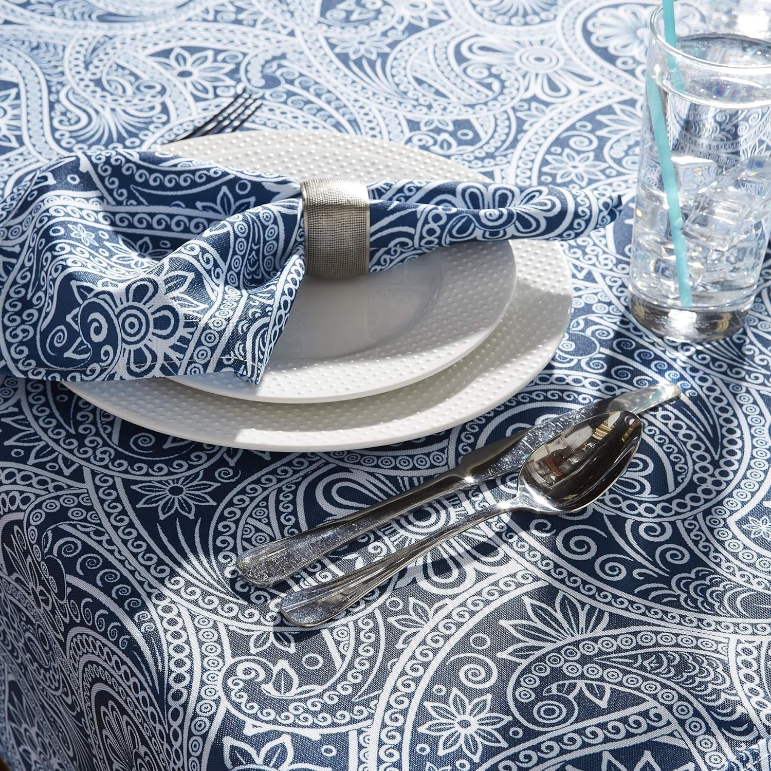 DII Outdoor Tabletop Collection, Stain Resistant & Waterproof, Napkin Set, Blue Paisley Lawn & Garden Patio Patio Furniture & Accessories