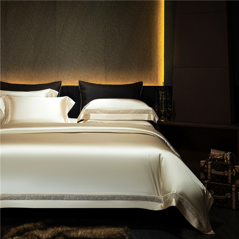 Willa Gold Modern Satin Egyptian Cotton Bedding Set