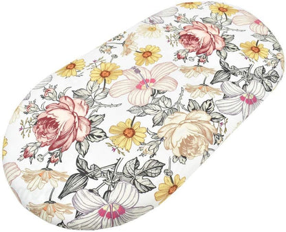 Winmany Baby Floral Bassinet Sheets,Soft and Strechy Basket Sheet Cradle Mattress Changing Pad Cover for Rectangle, Oval,Pram,Hourglass Bassinet Pads (Floral Blooming) Baby Bedding Baby Products Bassinet Sheets Bedding Nursery Sheets