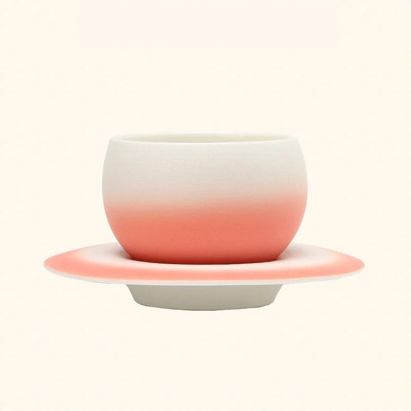 Matte Ombre Ceramic Coffee Cup & Saucer Set