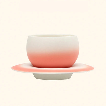 Matte Ombre Ceramic Coffee Cup & Saucer Set