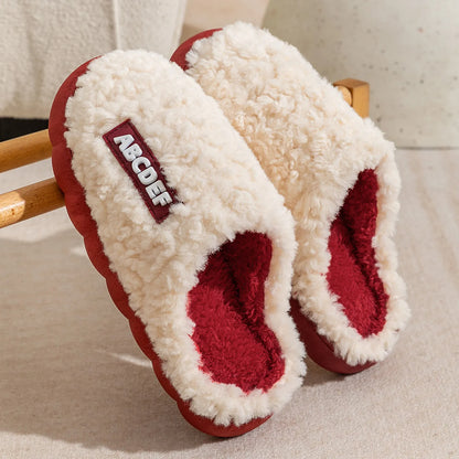 Plush Textured Polyester House Slippers