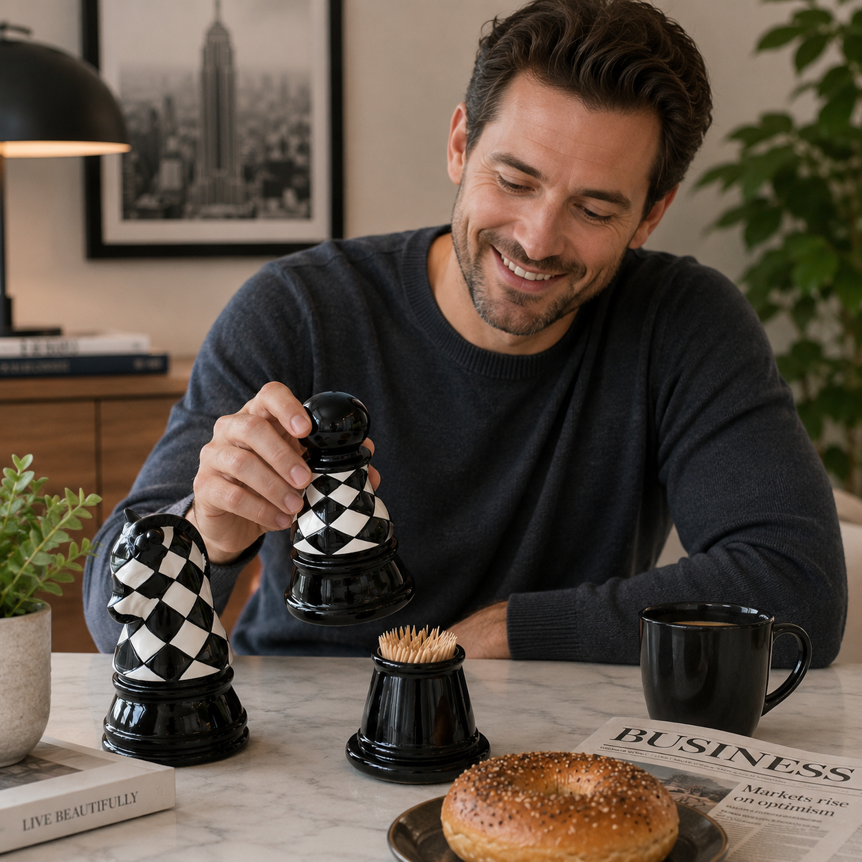 Ceramic Chess Piece Toothpick Holder - Luxury Desktop Decor Ceramic Decor Home decor Toothpick holder