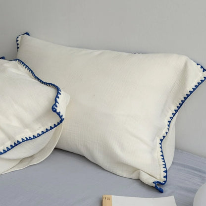 Textured Embroidered Edge Washed Cotton Bedding Set