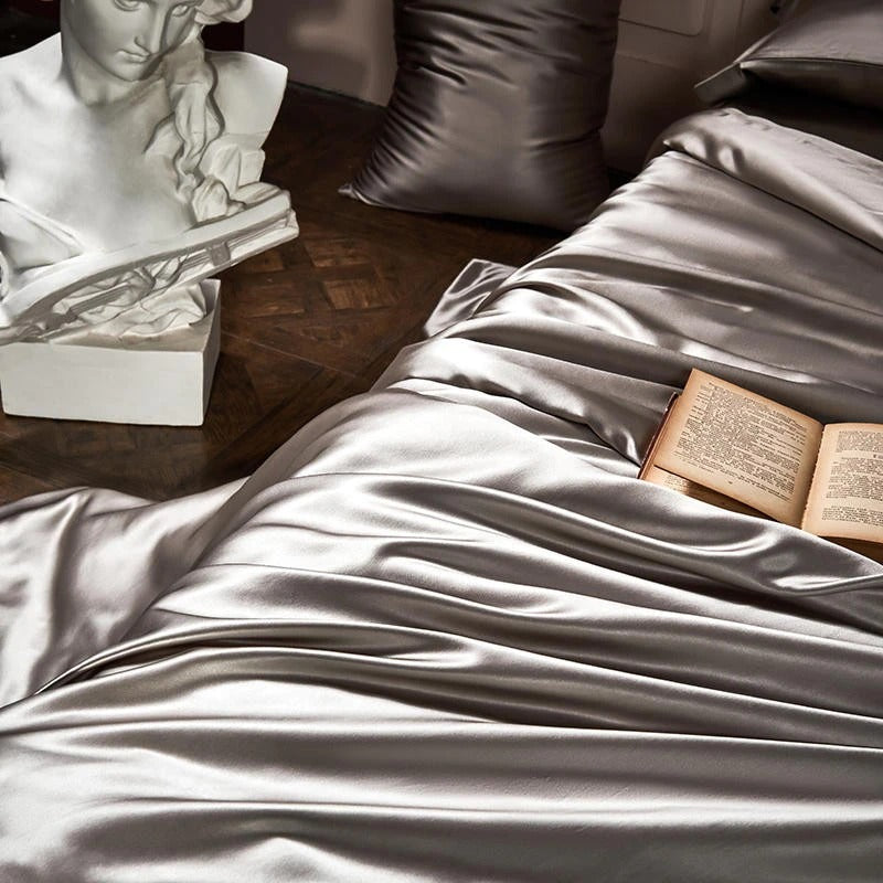 Royalis Grey Luxury Pure Mulberry Silk Bedding Set