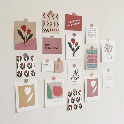 Matte Vintage Tulip & Quote Kraft Paper Wall Collage Kit