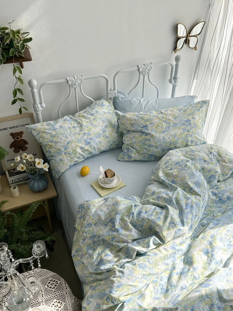 Breezy Watercolor Floral Cotton Bedding Set