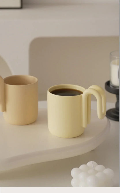Sculptural Loop Handle Frosted Ceramic Mug