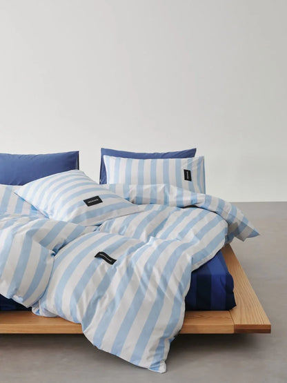 Soft Washed Wide Striped Cotton Bedding Set