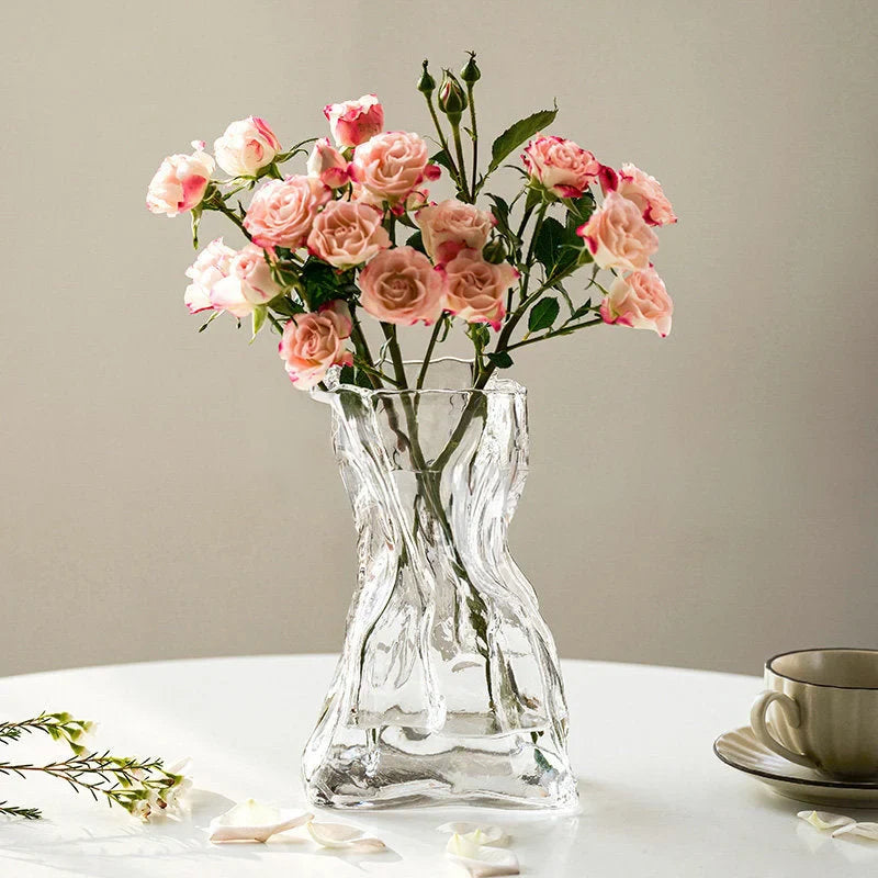 Sculptural Crumpled Glass Vase