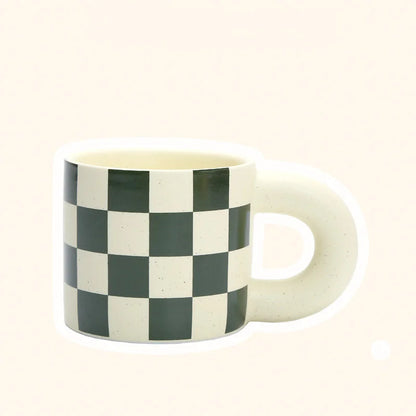 Chunky Checkered Ceramic Mug