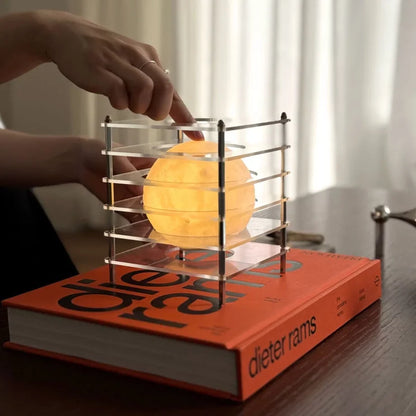Textured Caged Resin Sphere Lamp
