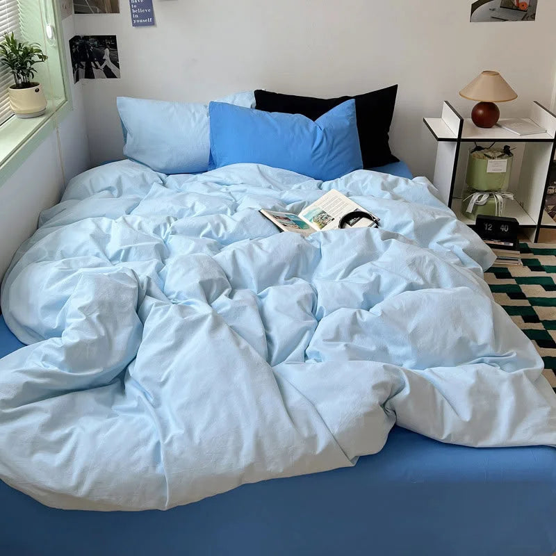 Soft Washed Solid Color Cotton Bedding Set