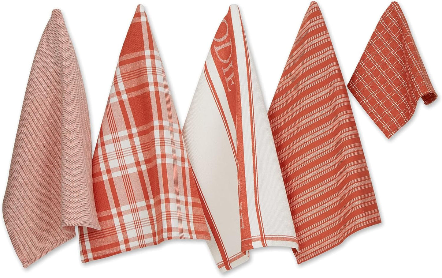 DII Everyday Collection Foodie Kitchen Set, Dishtowel & Dishcloth, Coral, 5 Piece Dish Cloths & Dish Towels Home & Kitchen Kitchen & Dining Kitchen & Table Linens