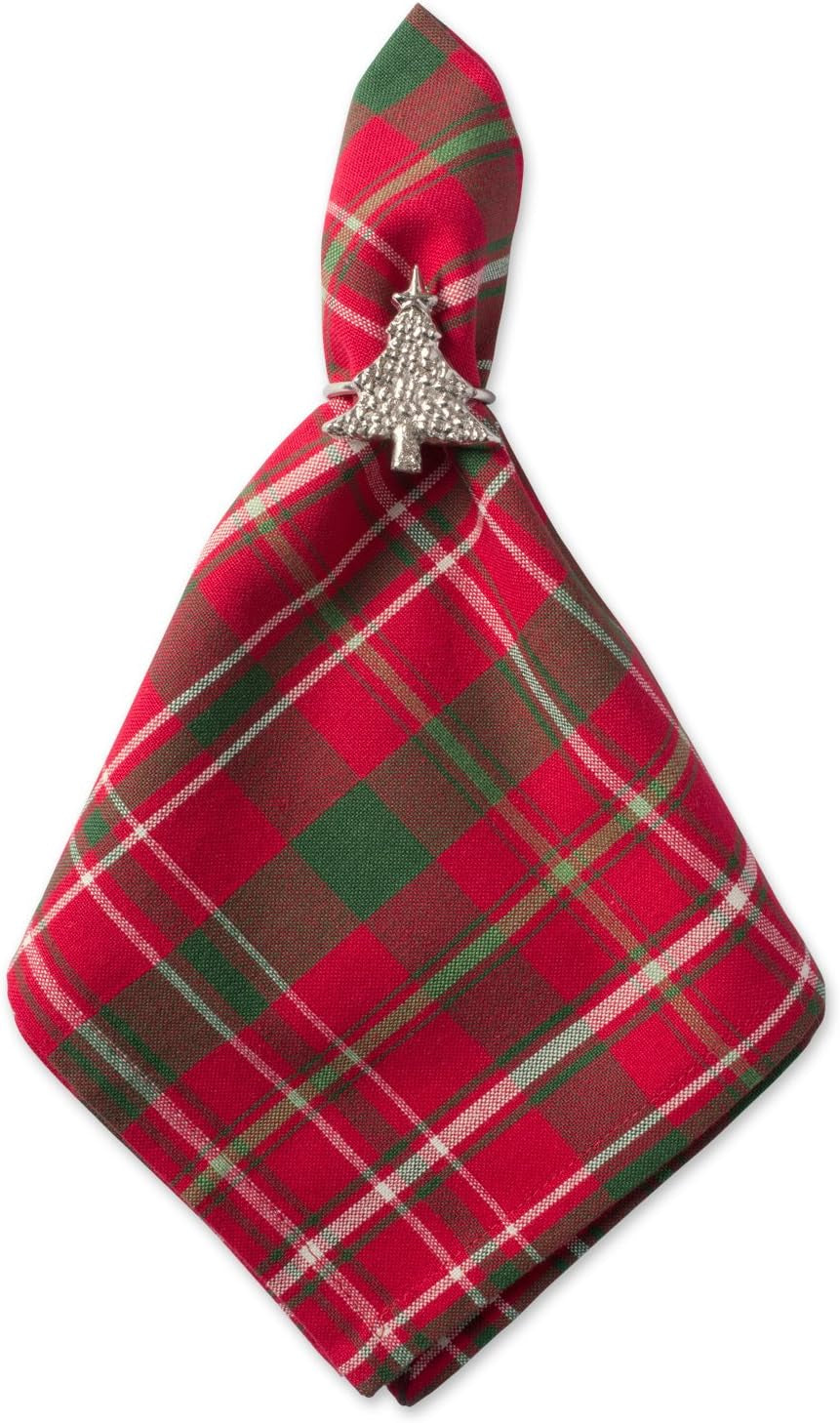 DII Holiday Dining Table Linen Collection Tartan Holly Plaid, Square Cloth Napkin Set, 20X20, Red & Green, 6 Count Cloth Napkins Home & Kitchen Kitchen & Dining Kitchen & Table Linens