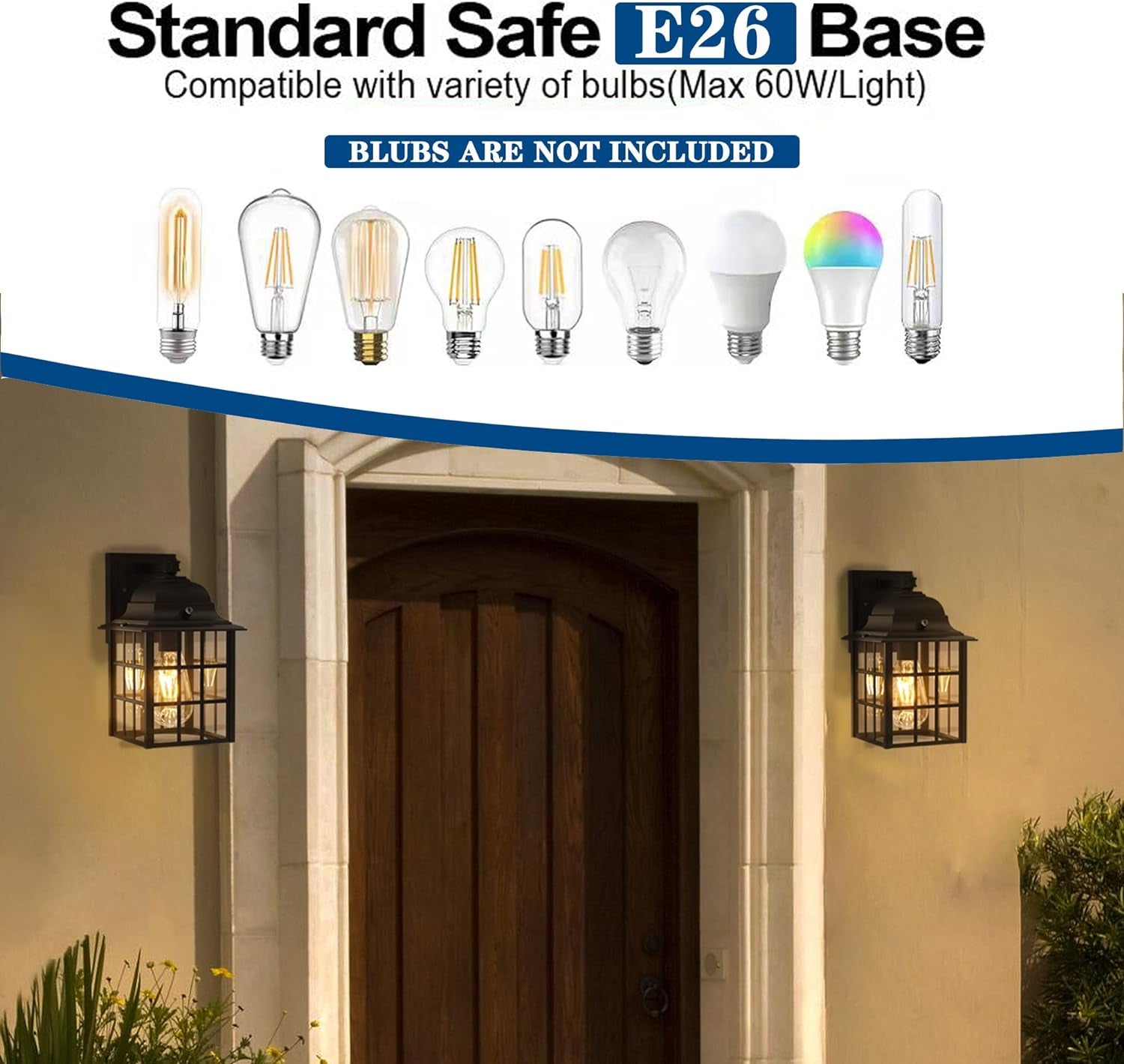 Dusk to Dawn Outdoor Wall Lights Aluminum Anti-Rust Exterior Light Fixture Wall Black Porch Lights Outdoor Wall Sconces Sensor Outdoor Light Fixture Waterproof Outdoor Wall Lantern 2 Pack Lighting & Ceiling Fans Outdoor Lighting Porch & Patio Lights Tools & Home Improvement Wall Lights