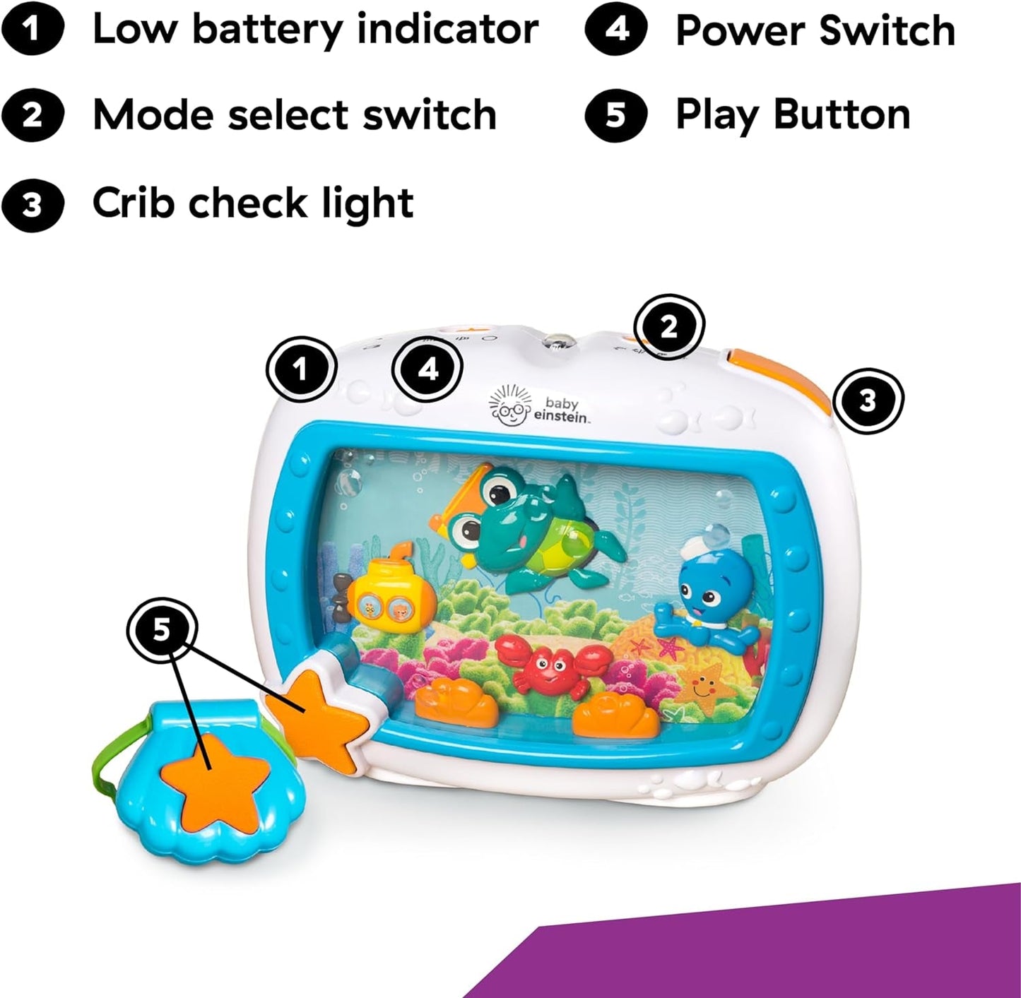 Baby Einstein Sea Dreams Soother Musical Crib Toy and Sound Machine, Newborn and Up Baby Products Décor Nursery Sleep Soothers