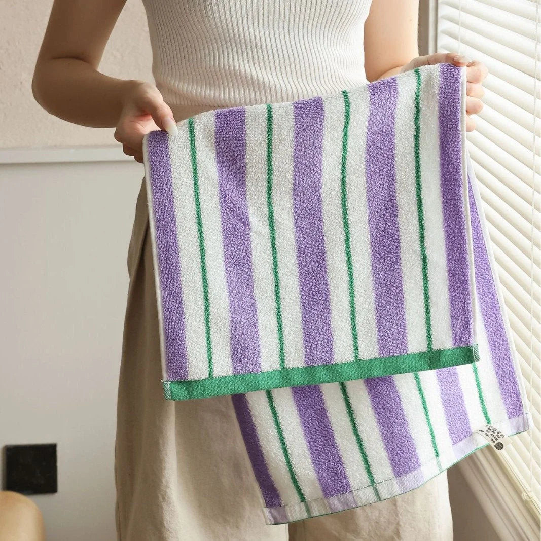 Plush Striped Cotton Bath & Face Towel