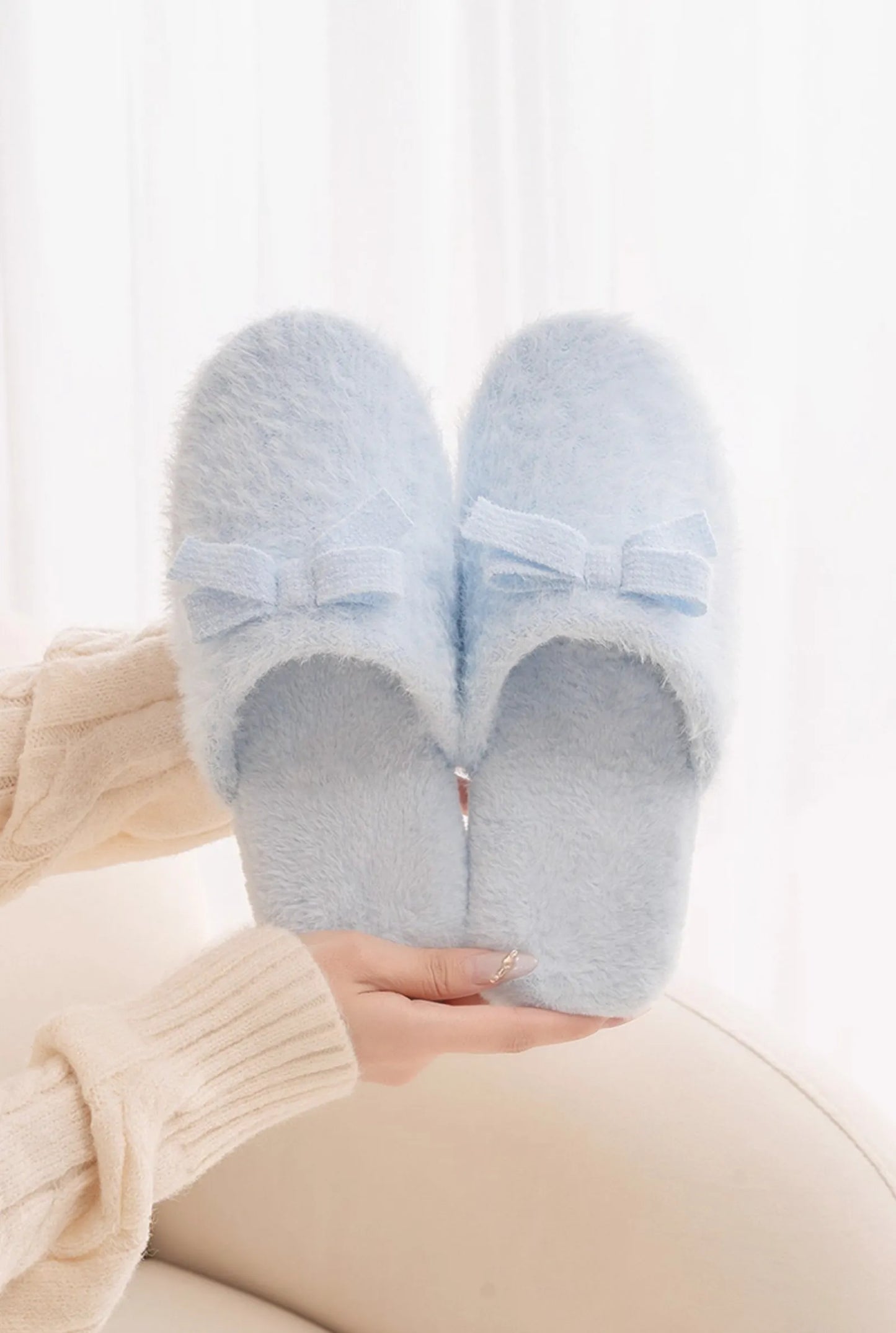 Fuzzy Solid Color Plush House Slippers